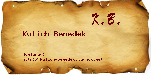 Kulich Benedek névjegykártya